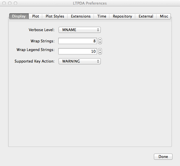 LTPDA Preferences GUI
