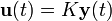 \mathbf{u}(t) = K \mathbf{y}(t)