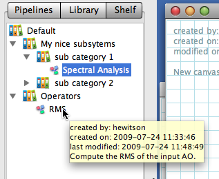 Shelf subsystem tooltip