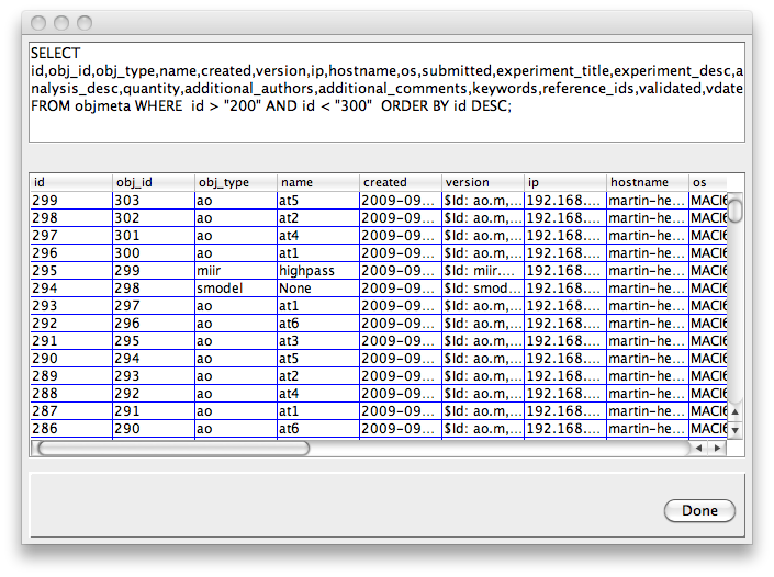 LTPDA Query Results