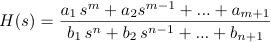 Pole/zero model TF